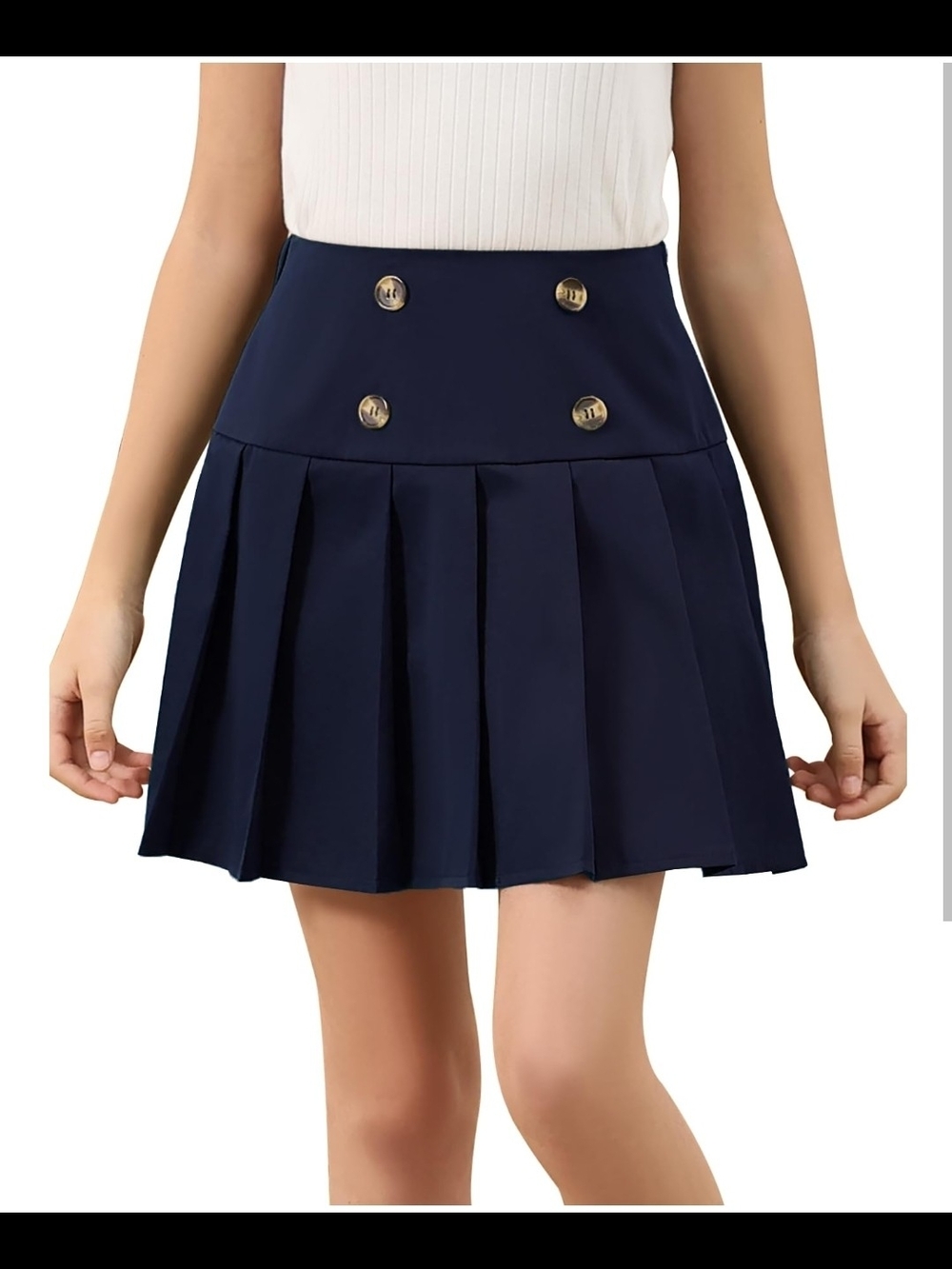 GORLYA 12Y Youth Girls School Uniform Woven High Waist Button Tennis Pleated V12
